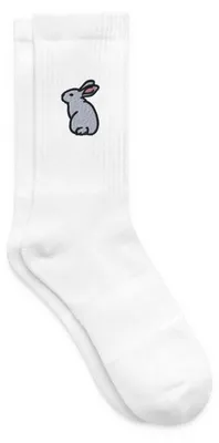 Produktbild von Spreadshirt Hase Bestickt Tennissocken, 42-46, Weiß
