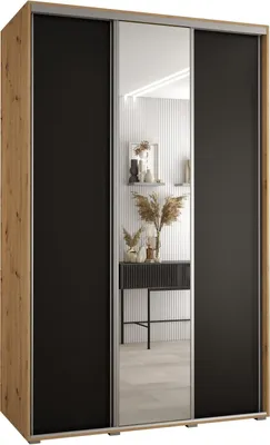 Produktbild von MEBLE KRYSPOL Cannes 3 Schrank mit 3 Schiebetüren - 205,2x160x60 cm - Artisan Schwarz Silber