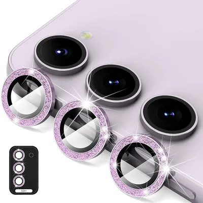 Obrázek produktu pro Pro Samsung Galaxy S24 Plus Hliníkový třpytivý kroužek fotoaparátu + H9 Tvrzené tvrdé sklo Purple