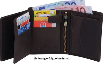 Produktbild von dunkelbraune Fettleder-Herrenbörse, Scheintasche, Hunter