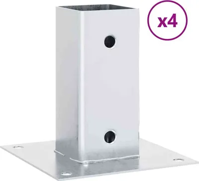 Immagine prodotto di vidaXL Supporto per palo quadrato 4 pezzi Argento 71x71mm Acciaio zincato