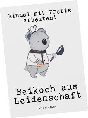Produktbild von Mr. & Mrs. Panda Ansichtskarte Beikoch Leidenschaft - Weiß - Geschenk, Grußkarte, Gastronomie, Ansichtskarten, Koch, Restaurant, Kunstkarten, Postkarte, Spruch, Beruf