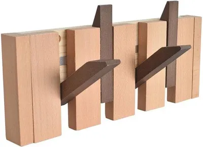 Imagen del producto de Perchero de madera, estilo rústico, con 4 ganchos, plegable. Perchero de pared para abrigos, diseño que ahorra espacio