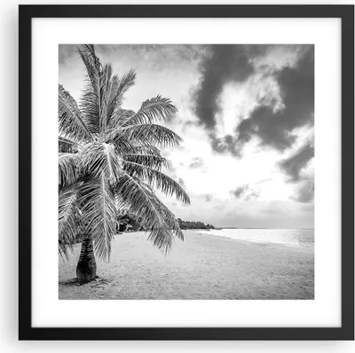 Produktbild von Gerahmtes Poster - Schwarzer Rahmen - Monochrom Strand Wolken - 40x40 cm - Wand Bild - Wanddeko - Wandbilder - Kunstposter - Wandposter - Bilderrahmen - Bilder - Kunstdruck - P2BAC40x40-4677