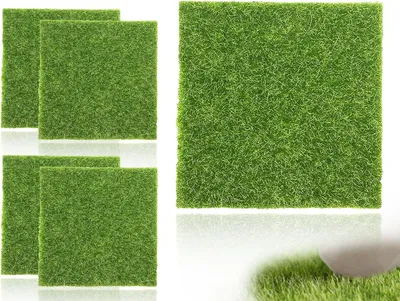 Image de Tapis d'herbe artificielle - Décoration miniature - 4 pièces - 15 x 15 cm