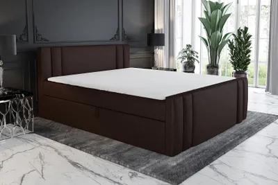 Produktbild von Boxspringbett ALF 160 x 200 mit 2 Bettkästen, Bonell-Matratze und Topper. Farbe: Braun