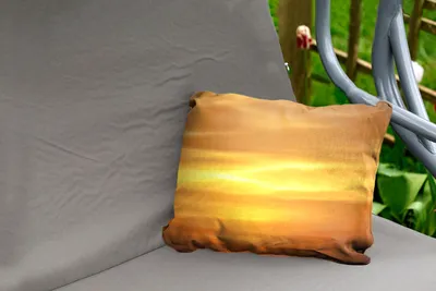 Produktbild von MuchoWow® Outdoor Kissen - Ockergelber Sonnenuntergang - 50x30 cm - Wetterfest - Lounge Kissen - Sofa kissen - Wohnzimmer Dekoration
