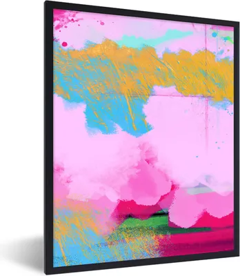 Produktbild von MuchoWow® Gerahmtes Poster Farbe - Regenbogen - Abstrakt 60x80 cm - Poster mit Schwarzem Bilderrahmen Wandposter Rahmen Foto Bilder - Premium - Wanddeko Wohnzimmer