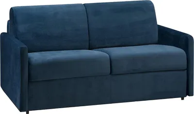 Produktbild von Schlafsofa 2-Sitzer - Liegefläche: 120 cm - Matratzenhöhe: 14 cm - Samt - Dunkelblau - CALIFE