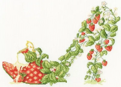 Produktbild von Bothy Threads Kreuzstich Stickpackung "Erdbeeren und Sahne", Zählmuster, XSK19, 29x21cm