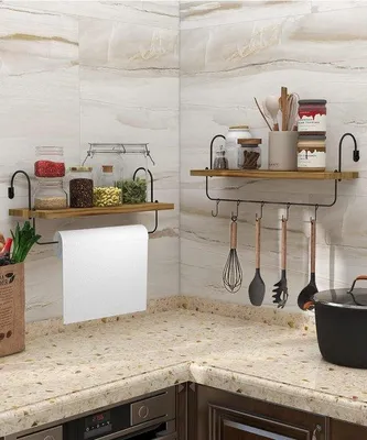 Immagine prodotto di Set di mensole da parete in 2 pezzi, acciaio inossidabile, decorazione da parete