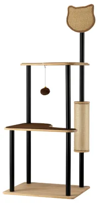 Zdjęcie produktu dla Drapak Fudajo z metalu 48 x 40 x 120 cm z sizalem, mebel do drapania z deską do drapania, drapak dla kota z dużą powierzchnią do leżenia i nowoczesnym designem