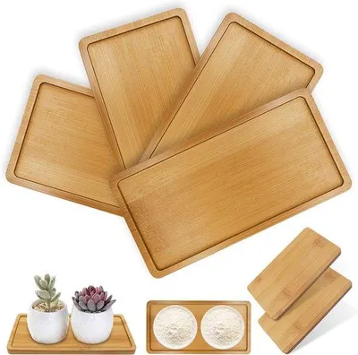 Image de Plateau en bambou, lot de 8 pièces, petit motif, 17 x 9 cm