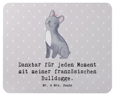 Produktbild von Mr. & Mrs. Panda Mousepad Französische Bulldogge Moment - Grau Pastell - Geschenk, pc, mousematte, Mouse Pad, Mauspad, laptop