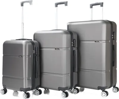 Immagine prodotto di Valigia da viaggio ABS-02 valigia 3 pezzi trolley rigido set valigia set bagaglio a mano borsa da viaggio grigio