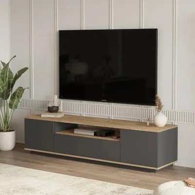 Produktbild von TV-Tisch Houseland Luka Atlantikkiefer/anthrazitgrau