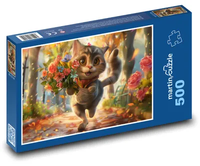 Obrázek produktu pro Puzzle 500 Vesmělá kočka s květinami - martinpuzzle