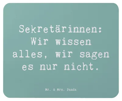 Produktbild von Mr. & Mrs. Panda Mouse Pad Spruch Sekretärin Geheimnisträgerin - Meeresbrise - Geschenk, Arbeitsatmosphäre, Beruf, Geschenke für Berufstätige, Büro, Assistenz, Mousepad