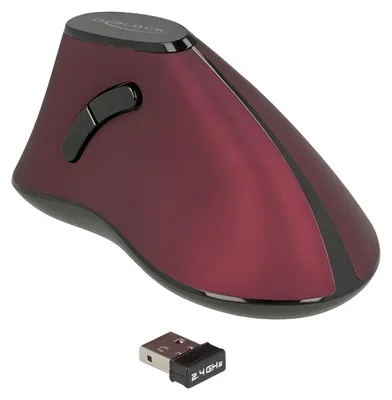 Produktbild von DeLOCK 12528, rechts, Optisch, RF Wireless, 1000 DPI, Schwarz, Rot