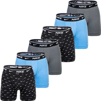 Produktbild von NIKE Herren Boxer Shorts, 6er Pack - Boxers, Baumwolle Stretch, einfarbig Schwarz/Grau/Blau S
