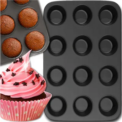 Zdjęcie produktu dla TG66027 FORMA DO PIECZENIA BABECZEK MUFFIN BLACHA FOREMKA NA 12 BABECZEK non-stick