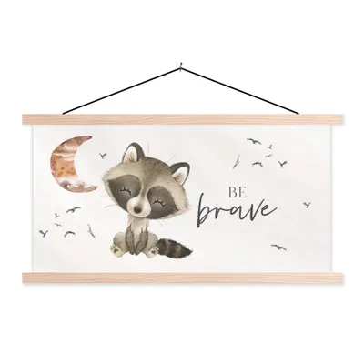 Produktbild von MuchoWow® Textilposter Aquarell - Sei mutig - Zitate - Kinder - Jungen - Mädchen 60x30 cm mit holzfarbenen Rahmen - Dekoration