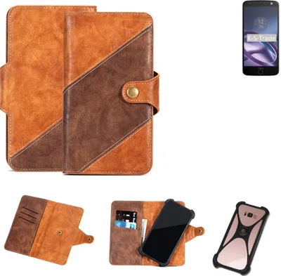 Produktbild von K-S-Trade Handy-Hülle Schutz-Hülle Bookstyle Case Wallet-Case kompatibel mit Motorola Moto Z3 Handy Cover Bumper Kantenschutz Smartphone dunkelbraun