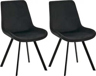 Immagine prodotto di set di 2 sedie da pranzo in velluto - sedie da cucina - girevoli a 360° e comode | Colore: Nero