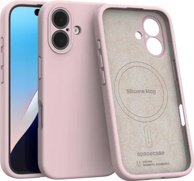 Zdjęcie produktu dla Silikonowe etui magnetyczne z MagSafe SPACECASE Silicone Mag iPhone 16 Różowy