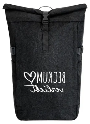 Produktbild von Kurierrucksack Beckum 30-44 Liter Schwarz Melange Fairtrade Rolltop Geschenkidee