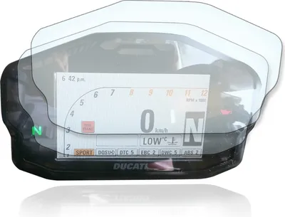 Produktbild von Ducati Panigale 899 / 959 / 1199 / 1299 Tachoschutzfolie Displayschutzfolie 1x Ultra Clear / 1x Anti Glare