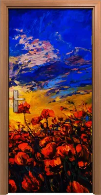 Produktbild von Türposter 90x200 cm Türaufkleber Türtapete Türfolie Klebefolie Blume wiese bunte Himmel Landschafts