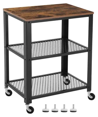 Immagine prodotto di Tavolino Industriale su Ruote con 3 Ripiani - Stile Vintage
