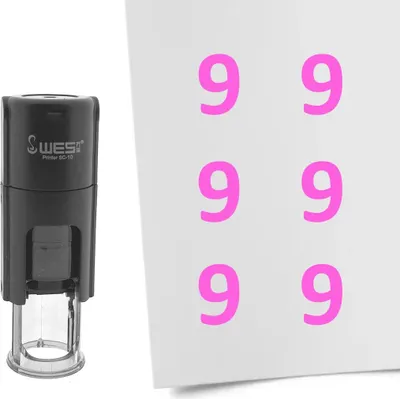 Produktbild von CombiCraft Selbstfärbender Stempel 'Zahl 9' in der Farbe Pink, Ø10mm