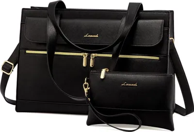 Immagine prodotto di LOVEVOOK Borsa per computer portatile da donna 17,3 pollici in pelle nera PU
