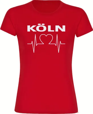 Produktbild von multifanshop Damen T-Shirt - Köln - Herzschlag, rot, Größe L