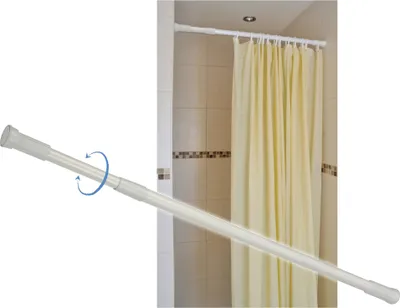 Produktbild von Haushalt International, Duschvorhangstange, 70-120cm, stufenlos ausziehbar, Aluminiumlegierung, weiß, Montage ohne Bohren, rost- & korrosionsbeständig, für Kleider & Gardinen
