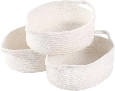 Produktbild von Ibenzoa® Handgewebter Aufbewahrungskorb aus Baumwollseil – verstärkter Griff, faltbar & geruchstral, ideal für Kleidung, Decken und Wohnräume
