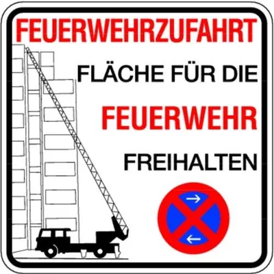 Productafbeelding van Verkeersbord "Geen parkeren", aluminium, 500 x 500 mm, "Brandweerdoorgang vrijhouden"