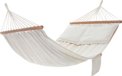 SONGMICS Hängematte, 210 x 150 cm, mit 2 Kissen, bis zu 300 kg belastbar, beige