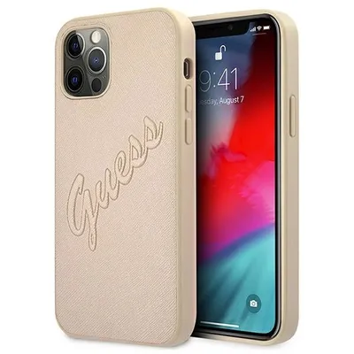 Produktbild von Guess Guhcp12Mrsavslg Iphone 12/12 Pro 6.1 Gold/Gold Hartschale Saffiano Vintage Script