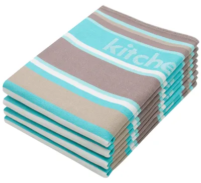 Image de Lot de 4 torchons en coton, 50 x 70 cm, très absorbants et durables, lavables jusqu'à 60 °C, rayures vertes