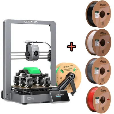 Produktbild von Creality Ender-3 V3 3D-Drucker, 600mm/s High Speed 3D Drucker mit CoreXZ Bewegungssystem,60W Keramikheizung,Doppelter Luefter, Druckgroesse 220x220x250mm+ 1KG Schwarz High Speed PLA Filament+ 1KG Weisss High Speed PLA Filament+ 1KG Garu High Speed PLA Filament+ 1KG Rot High Speed PLA Filament
