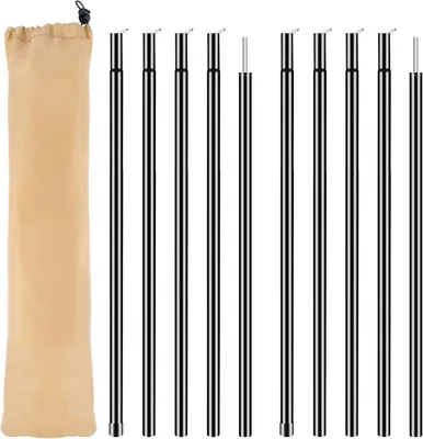 Imagen del producto de Juego de varillas telescópicas para tiendas de campaña, ajustables de 50 a 200 cm, 2 unidades, fabricadas en acero inoxidable, para camping