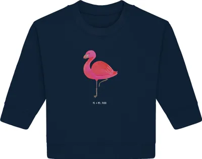 Produktbild von Mr. & Mrs. Panda Organic Baby Pullover Flamingo Classic 6. - 12. Monat - French Navy - Geschenk, Ich, Spruch, Prächtig, Außenseiter, Stolz, Bullover