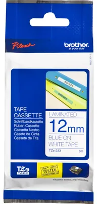 Produktbild von Brother Schriftbandkassette TZE-233 weiß/blau 12 mm