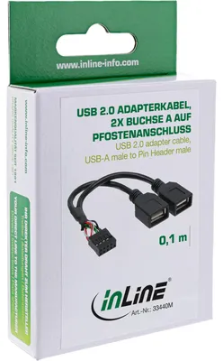 Obrázok produktu pre InLine 33440M, 2 x USB A, USB A, Čierna