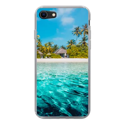 Produktbild von MuchoWow® Handyhülle Schutzhülle Hülle für iPhone SE 2020 Strand - Palmen - Meer Silikon Softcase Handy Hülle - Kartenbesitzer