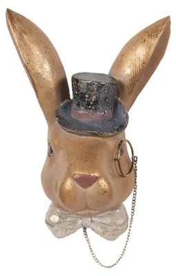 Produktbild von Clayre & Eef Dekorationsfigur Kaninchen 17x11x25 cm Goldfarbig Kunststoff
