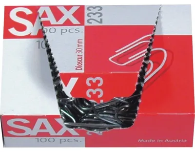 Produktbild von SAX Büroklammern 233, 30 mm, verzinkt, Metalldraht, 100 Stück